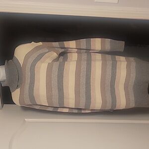 GAP Striped Gray and Cream Midi Dress